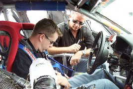 Jeff gets fitted for the Istook-Aines Motorsport S4 Audi